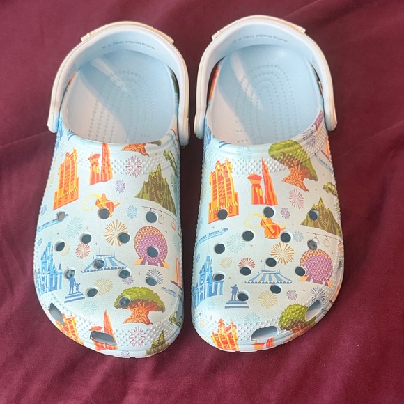 CROCS Shoes - Adult Disney Crocs Light Blue Printed Comfort Clogs